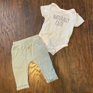 Naturally Cute onesie and pants 3-6mo